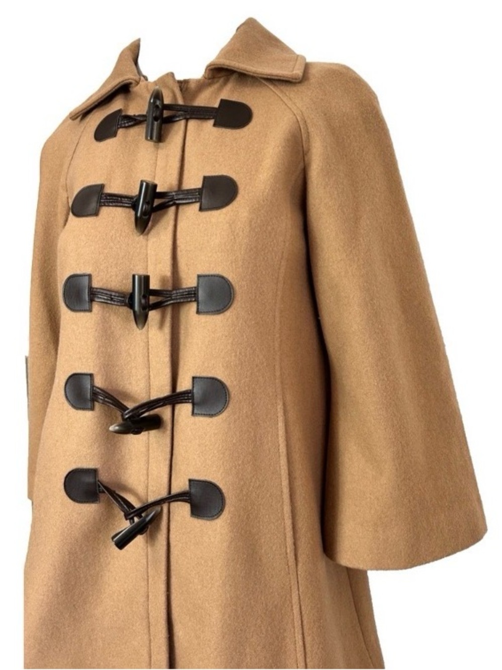 Anthropologie Elevenses Tan Wool Toggle Coat xs 2 - Picture 3 of 11